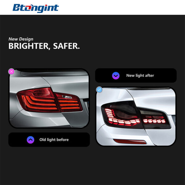 Dragon Scale LED Tail Light Assembly For BMW 5 Series F10 F18, Dynamic Scanning Sequential Turn Signal.