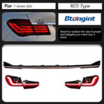 Full-Width Taillight Assembly For BMW 7 Series F02 G11 G12, Upgrade to G12 Style, Sequential LED DRL, Dynamic Scan Light.