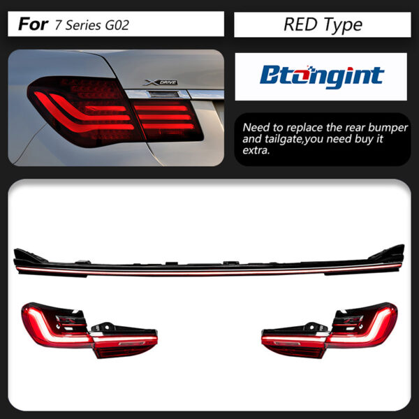 Full-Width Taillight Assembly For BMW 7 Series F02 G11 G12, Upgrade to G12 Style, Sequential LED DRL, Dynamic Scan Light.