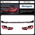 Full-Width Taillight Assembly For BMW 7 Series F02 G11 G12, Upgrade to G12 Style, Sequential LED DRL, Dynamic Scan Light.
