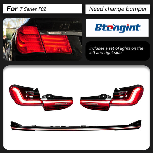Full-Width Taillight Assembly For BMW 7 Series F02 G11 G12, Upgrade to G12 Style, Sequential LED DRL, Dynamic Scan Light.