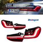 Full-Width Taillight Assembly For BMW 7 Series F02 G11 G12, Upgrade to G12 Style, Sequential LED DRL, Dynamic Scan Light.