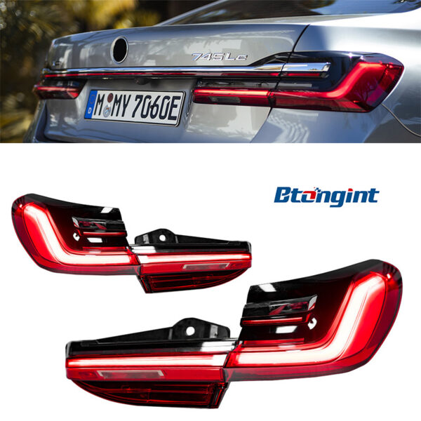Full-Width Taillight Assembly For BMW 7 Series F02 G11 G12, Upgrade to G12 Style, Sequential LED DRL, Dynamic Scan Light.