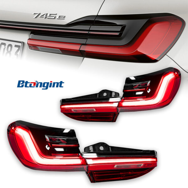 Full-Width Taillight Assembly For BMW 7 Series F02 G11 G12, Upgrade to G12 Style, Sequential LED DRL, Dynamic Scan Light.