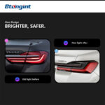 Full-Width Taillight Assembly For BMW 7 Series F02 G11 G12, Upgrade to G12 Style, Sequential LED DRL, Dynamic Scan Light.