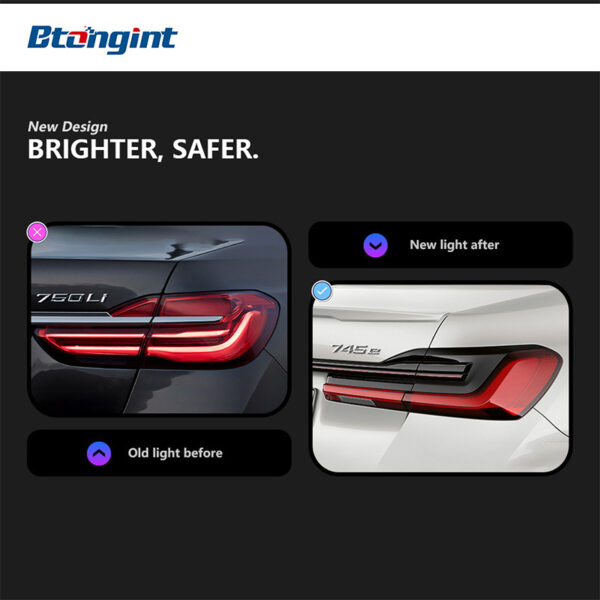 Full-Width Taillight Assembly For BMW 7 Series F02 G11 G12, Upgrade to G12 Style, Sequential LED DRL, Dynamic Scan Light.