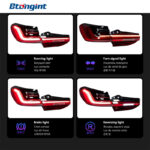 Full-Width Taillight Assembly For BMW 7 Series F02 G11 G12, Upgrade to G12 Style, Sequential LED DRL, Dynamic Scan Light.