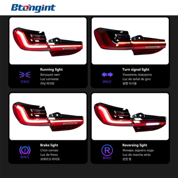 Full-Width Taillight Assembly For BMW 7 Series F02 G11 G12, Upgrade to G12 Style, Sequential LED DRL, Dynamic Scan Light.