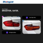 For BMW 3 Series F30 F35 M3 F80 Laser Style Taillights, RGB Color Customizable, Retrofit LED Dynamic Sequential Turn Signal Lamp Assembly.