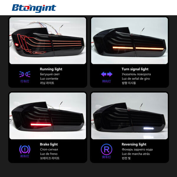 For BMW 3 Series F30 F35 M3 F80 Laser Style Taillights, RGB Color Customizable, Retrofit LED Dynamic Sequential Turn Signal Lamp Assembly.