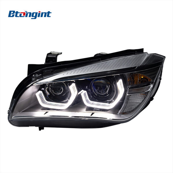 For BMW X1 E84 Headlight Assembly Retrofit, Scoop Style Angel Eyes, High Bright LED Projector Headlamp Assembly.