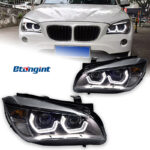 For BMW X1 E84 Headlight Assembly Retrofit, Scoop Style Angel Eyes, High Bright LED Projector Headlamp Assembly.
