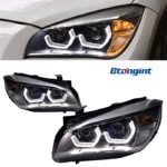 For BMW X1 E84 Headlight Assembly Retrofit, Scoop Style Angel Eyes, High Bright LED Projector Headlamp Assembly.