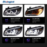For BMW X1 E84 Headlight Assembly Retrofit, Scoop Style Angel Eyes, High Bright LED Projector Headlamp Assembly.