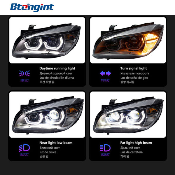 For BMW X1 E84 Headlight Assembly Retrofit, Scoop Style Angel Eyes, High Bright LED Projector Headlamp Assembly.