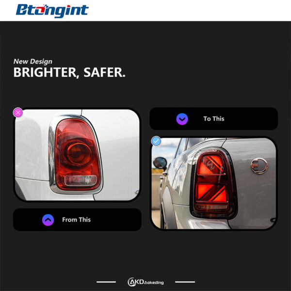 For MINI Countryman F60 Retrofit New Style Union Jack LED Tail Lamp Assembly, Dynamic Sequential Turn Signal.