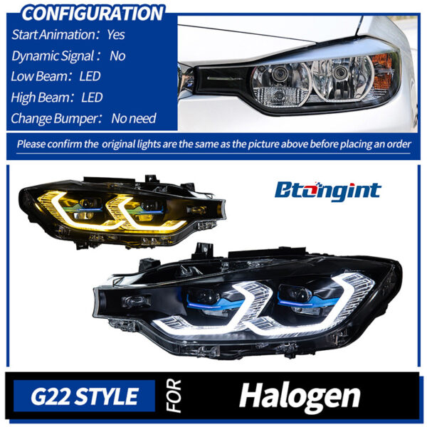 LED Headlight Assembly For BMW 3 Series F30 F35 2013-2018, M3 Style Upgrade LED Front Lamp With Laser Lens DRL.