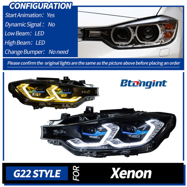 LED Headlight Assembly For BMW 3 Series F30 F35 2013-2018, M3 Style Upgrade LED Front Lamp With Laser Lens DRL.