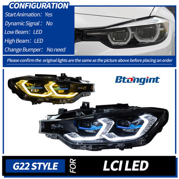 LED Headlight Assembly For BMW 3 Series F30 F35 2013-2018, M3 Style Upgrade LED Front Lamp With Laser Lens DRL.