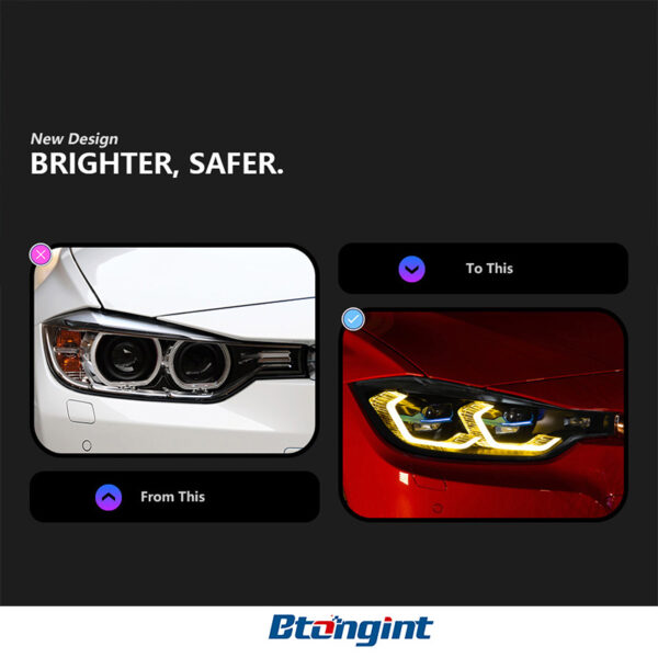 LED Headlight Assembly For BMW 3 Series F30 F35 2013-2018, M3 Style Upgrade LED Front Lamp With Laser Lens DRL.