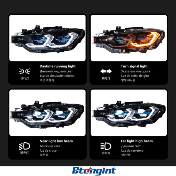 LED Headlight Assembly For BMW 3 Series F30 F35 2013-2018, M3 Style Upgrade LED Front Lamp With Laser Lens DRL.