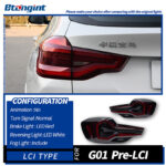 LED Tail Light Assembly For BMW X3 G01 G08, Modified LED Rear Taillights With Sequential Dynamic Turn Signal & Running Light.
