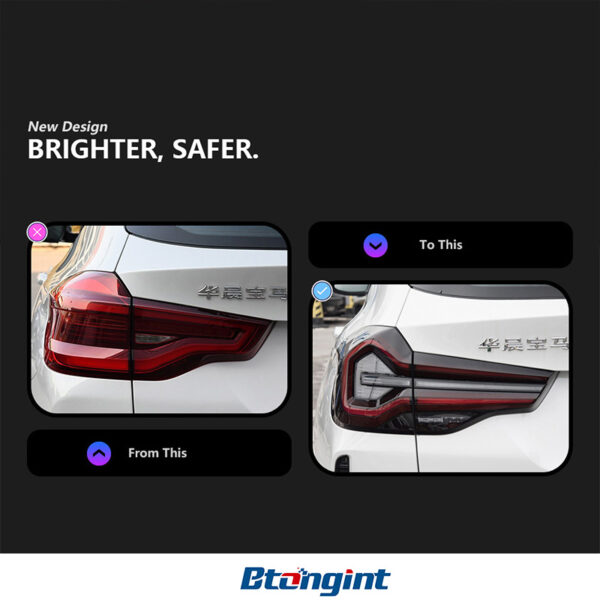 LED Tail Light Assembly For BMW X3 G01 G08, Modified LED Rear Taillights With Sequential Dynamic Turn Signal & Running Light.