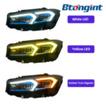 LED Headlight Assembly For BMW 3 Series G20 G28 2023-2024, Dual Color DRL Front Headlamp.