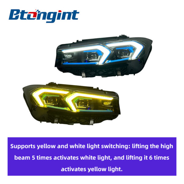 LED Headlight Assembly For BMW 3 Series G20 G28 2023-2024, Dual Color DRL Front Headlamp.