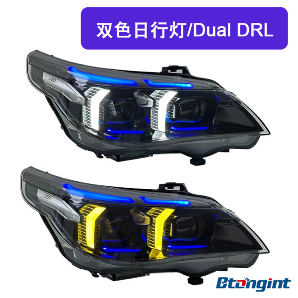 Aftermarket Modified LED Headlamp, Blue Eyebrow Thunder Style DRL, Plug & Play Direct Replacement.