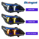 Aftermarket Modified LED Headlamp, Blue Eyebrow Thunder Style DRL, Plug & Play Direct Replacement.
