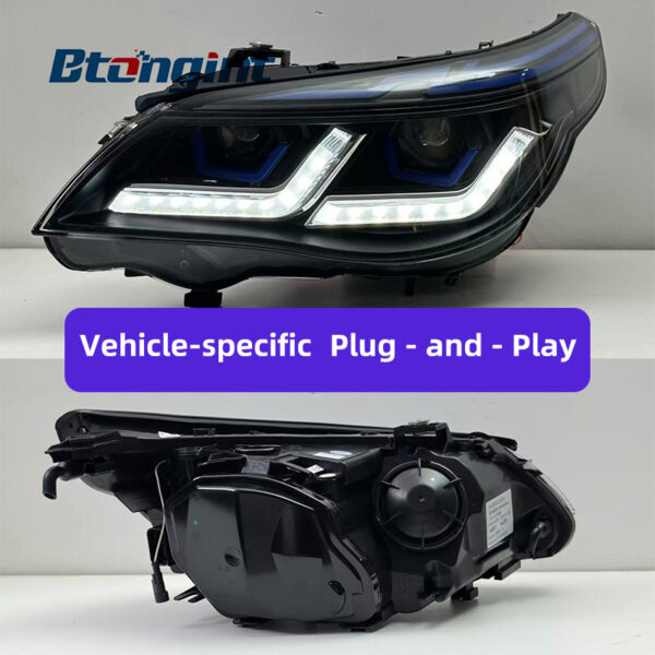 LED Headlight Assembly For BMW 5 Series E60 2003-2010, Modified Blue Eyebrow Thunder Edition LED DRL & Turn Signal.