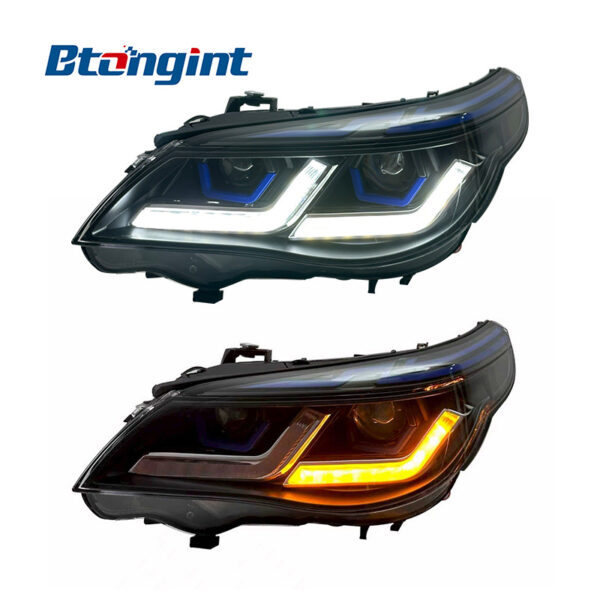 LED Headlight Assembly For BMW 5 Series E60 2003-2010, Modified Blue Eyebrow Thunder Edition LED DRL & Turn Signal.