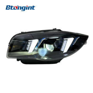 LED Headlight Assembly For BMW 1 Series E87 2004-2011, Modified Fang Style Dual Color DRL With Projector Lens.