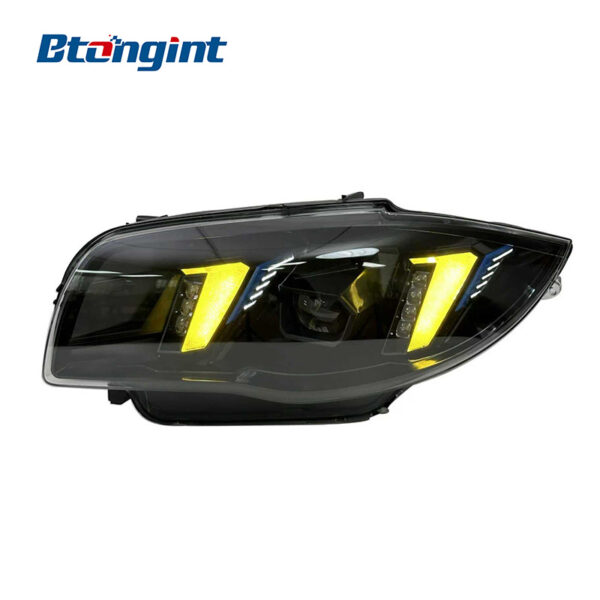 LED Headlight Assembly For BMW 1 Series E87 2004-2011, Modified Fang Style Dual Color DRL With Projector Lens.