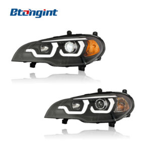 Xenon Headlight Assembly For BMW X5 E70 2007-2013, Modified LED DRL Dual Beam Projector Headlamp.