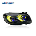 LED Headlight Assembly For BMW X3 E83 2006-2010, Modified Arrow Style Dual Color DRL Old To New Upgrade.