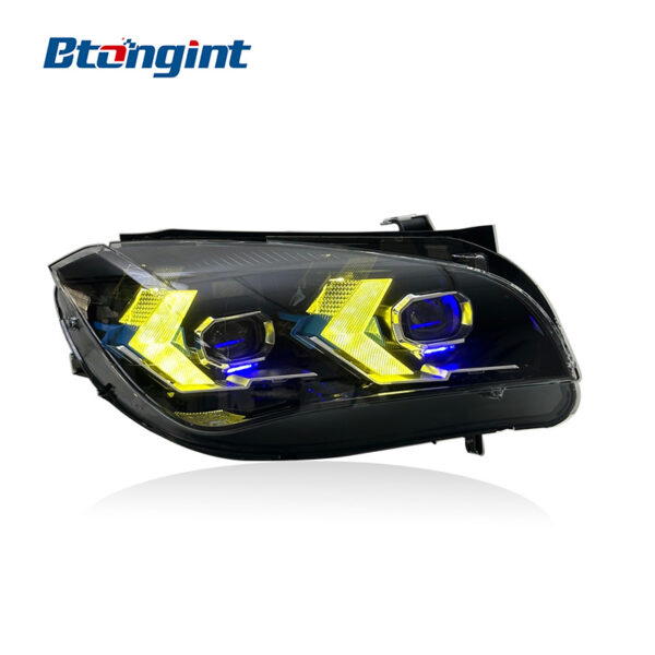 LED Headlight Assembly For BMW X3 E83 2006-2010, Modified Arrow Style Dual Color DRL Old To New Upgrade.