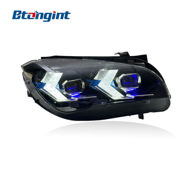LED Headlight Assembly For BMW X3 E83 2006-2010, Modified Arrow Style Dual Color DRL Old To New Upgrade.