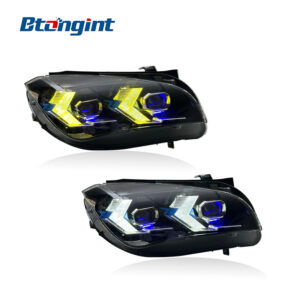LED Headlight Assembly For BMW X3 E83 2006-2010, Modified Arrow Style Dual Color DRL Old To New Upgrade.