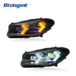 LED Headlight Assembly For BMW 5 Series F10 F18 2010-2017, Modified Blue Eyebrow DRL LED Projector Headlamp.