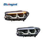 High Spec Spoon LED Headlights Assembly Compatible with BMW 5 Series G30 G38 2018-2020, Bi-LED Projector DRL.