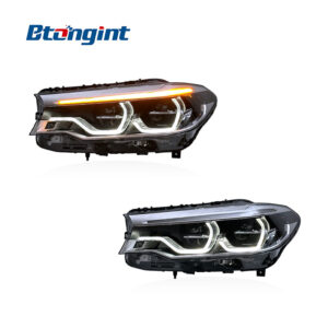 High Spec Spoon LED Headlights Assembly Compatible with BMW 5 Series G30 G38 2018-2020, Bi-LED Projector DRL.
