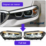 High Spec Spoon LED Headlights Assembly Compatible with BMW 5 Series G30 G38 2018-2020, Bi-LED Projector DRL.