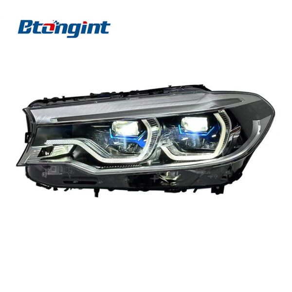 New Style Two Color Spoon LED Headlights Assembly Compatible with BMW 5 Series G30 G38 2018-2020, Bi-LED Front Projector Headlamp.