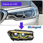 New Style Two Color Spoon LED Headlights Assembly Compatible with BMW 5 Series G30 G38 2018-2020, Bi-LED Front Projector Headlamp.