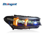 Fang Style LED Headlights Assembly Compatible with BMW 5 Series G30 2018-2020, Sequential Turn Signal Projector Headlamp