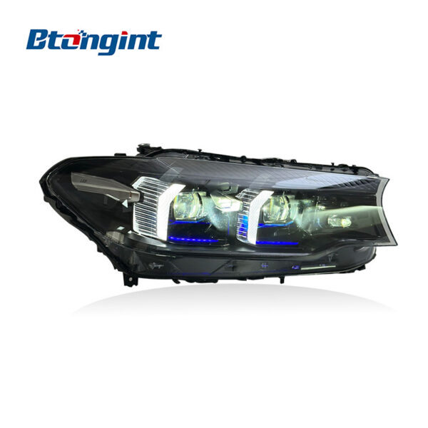 Fang Style LED Headlights Assembly Compatible with BMW 5 Series G30 2018-2020, Sequential Turn Signal Projector Headlamp