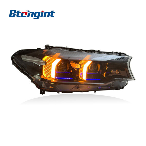 Fang Style LED Headlights Assembly Compatible with BMW 5 Series G30 2018-2020, Sequential Turn Signal Projector Headlamp