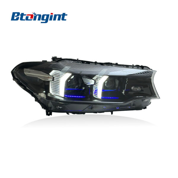 Fang Style LED Headlights Assembly Compatible with BMW 5 Series G30 2018-2020, Sequential Turn Signal Projector Headlamp